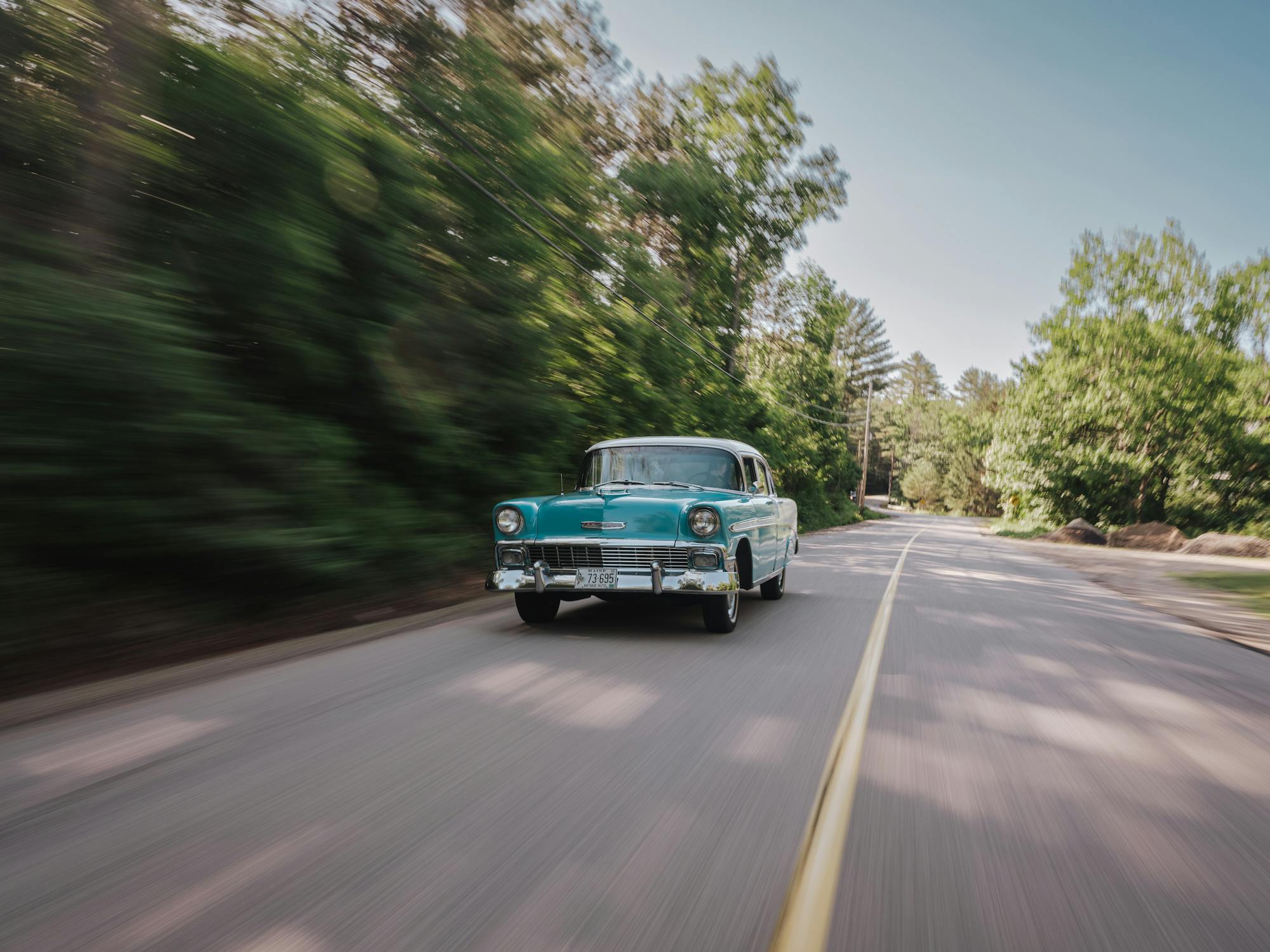 1956 Bel Air Sedan front three-quarter driving action