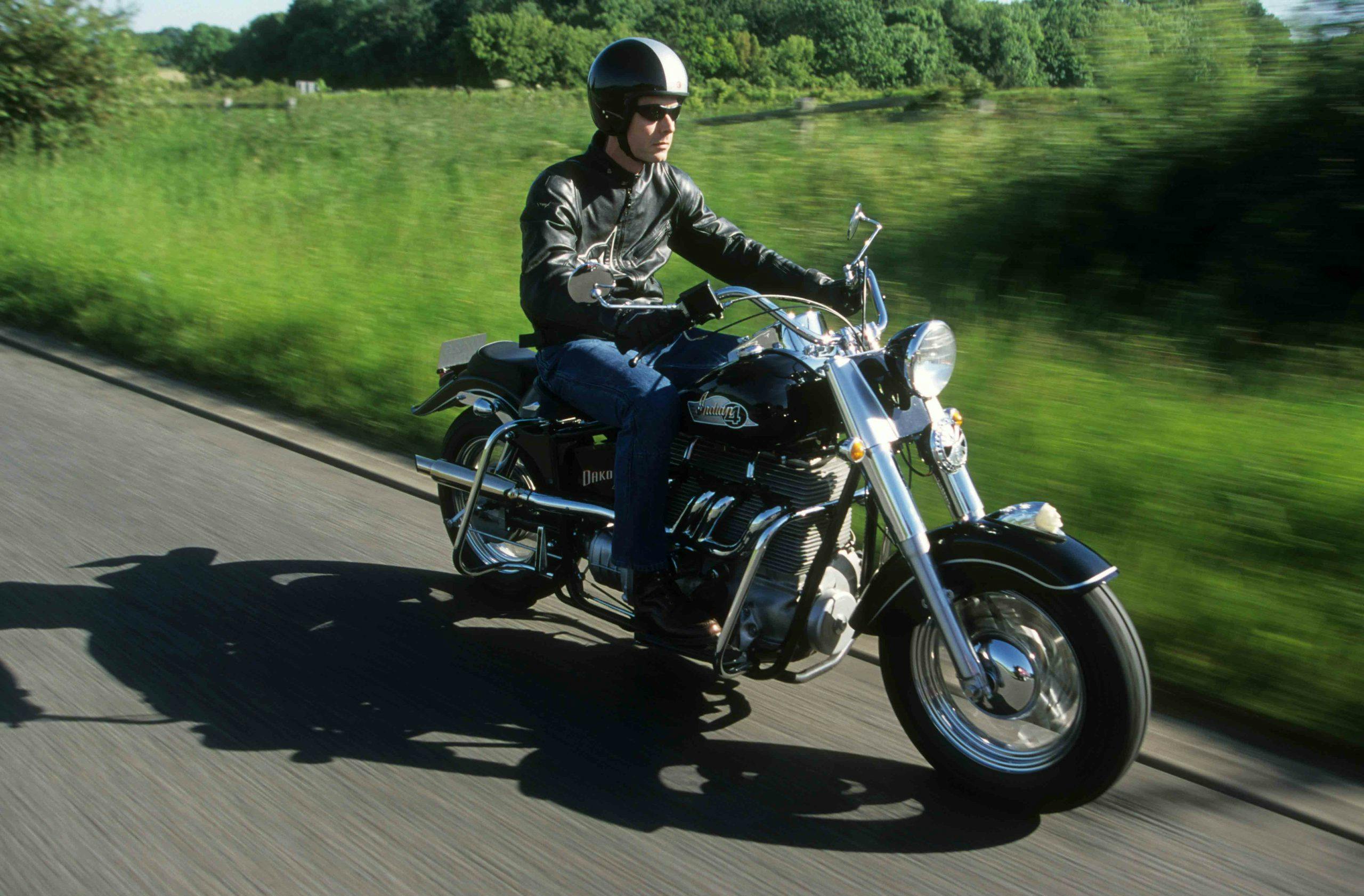 Indian Chief motorcycle riding action