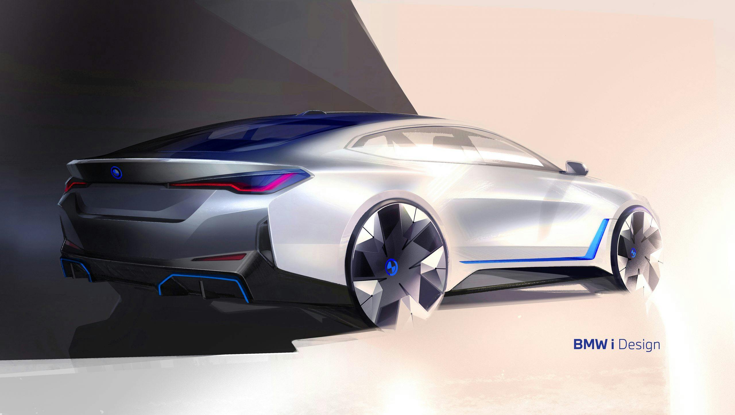 BMW i4 rear three-quarter sketch