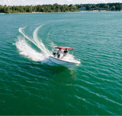 A small speedboat on a sunny day