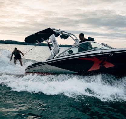 Wakeskating behind a ski boat